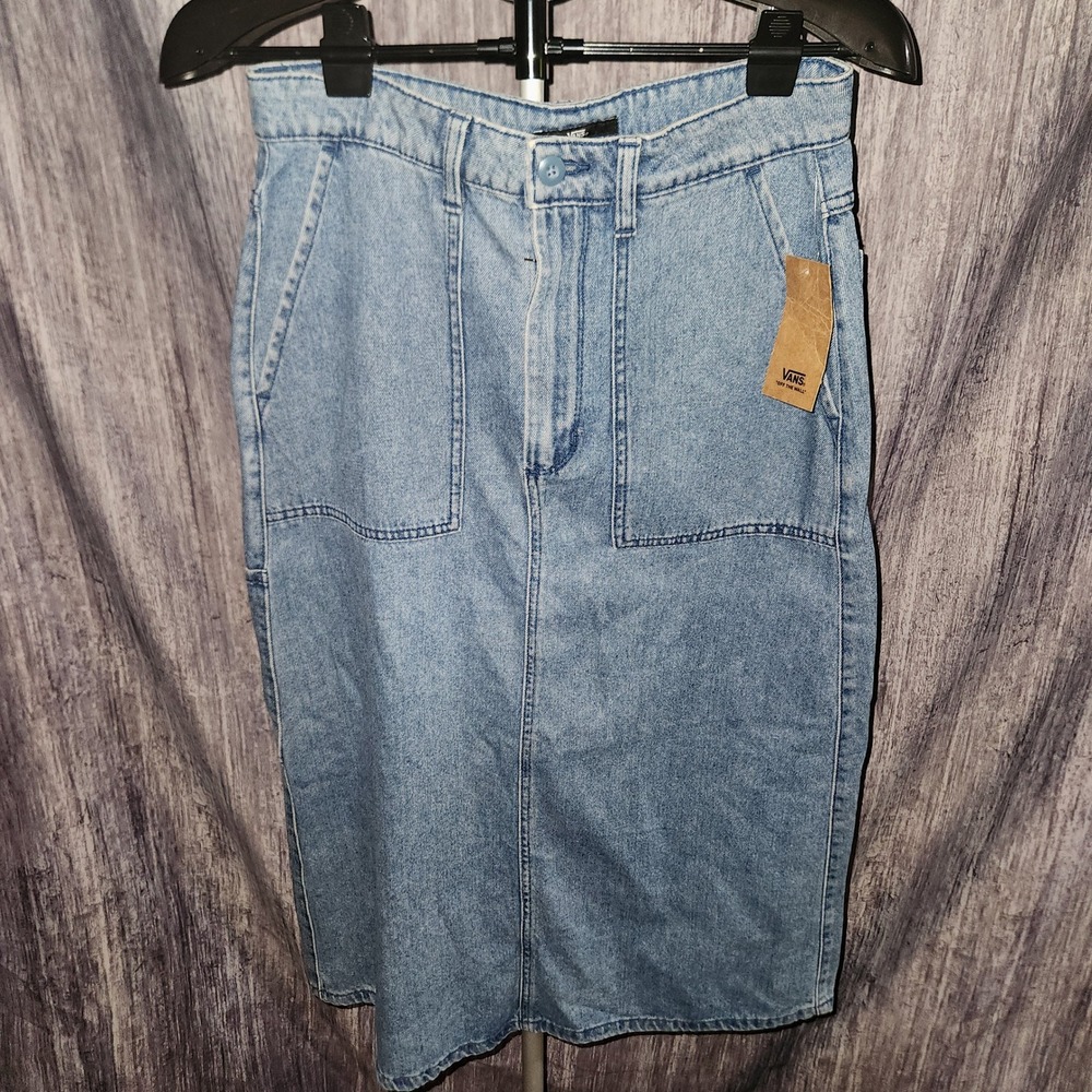 Vans Carpenter Denim Skirt Womens Size 27 Light Wash Pockets Casual